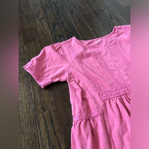 Garnet Hill Kids Girls XL Dusty Pink Pintucked Knit 100% Cotton Short-Sleeve Top - Picture 3 of 9